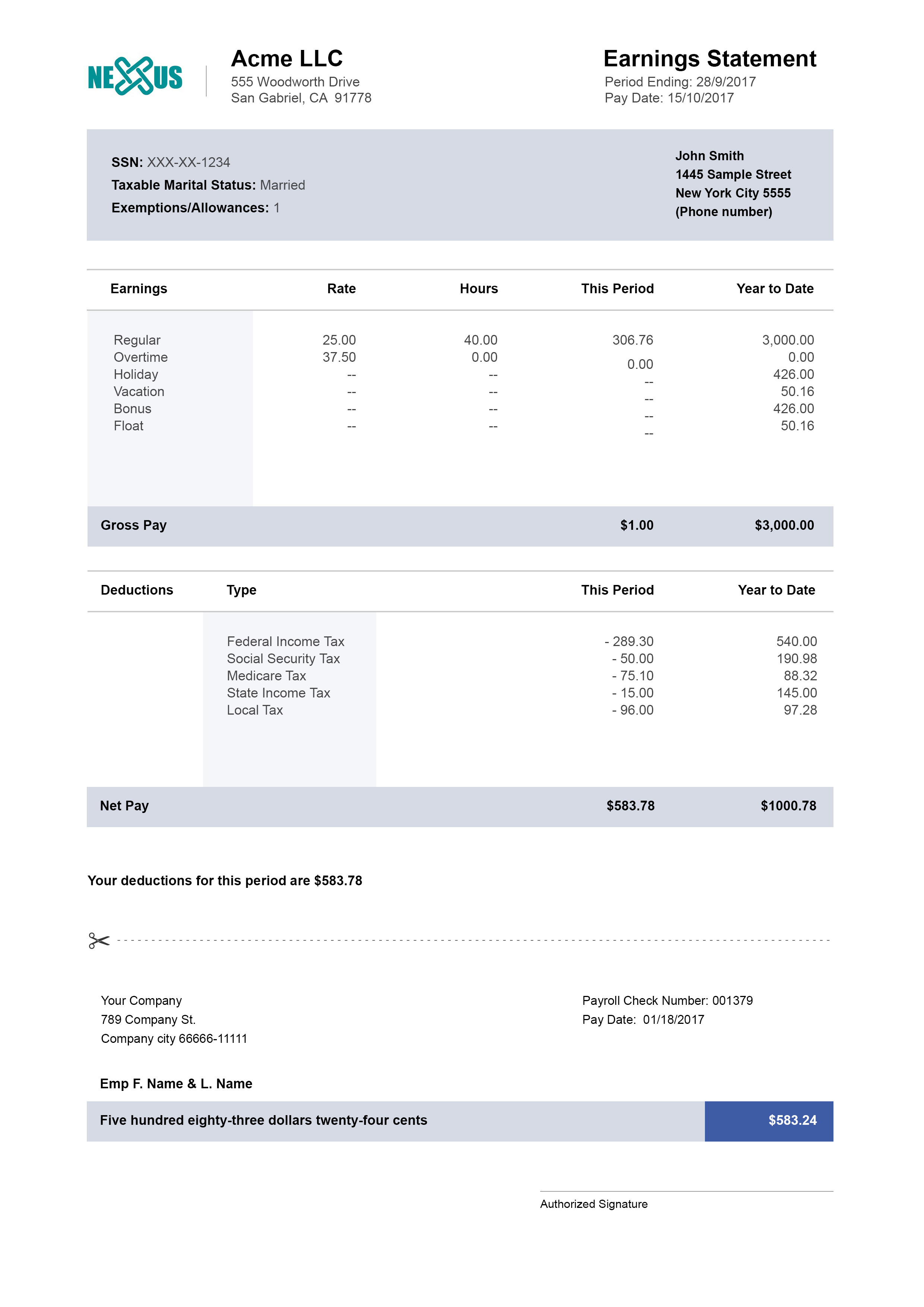 Pay Stub Template Free Microsoft Works Printable Templates